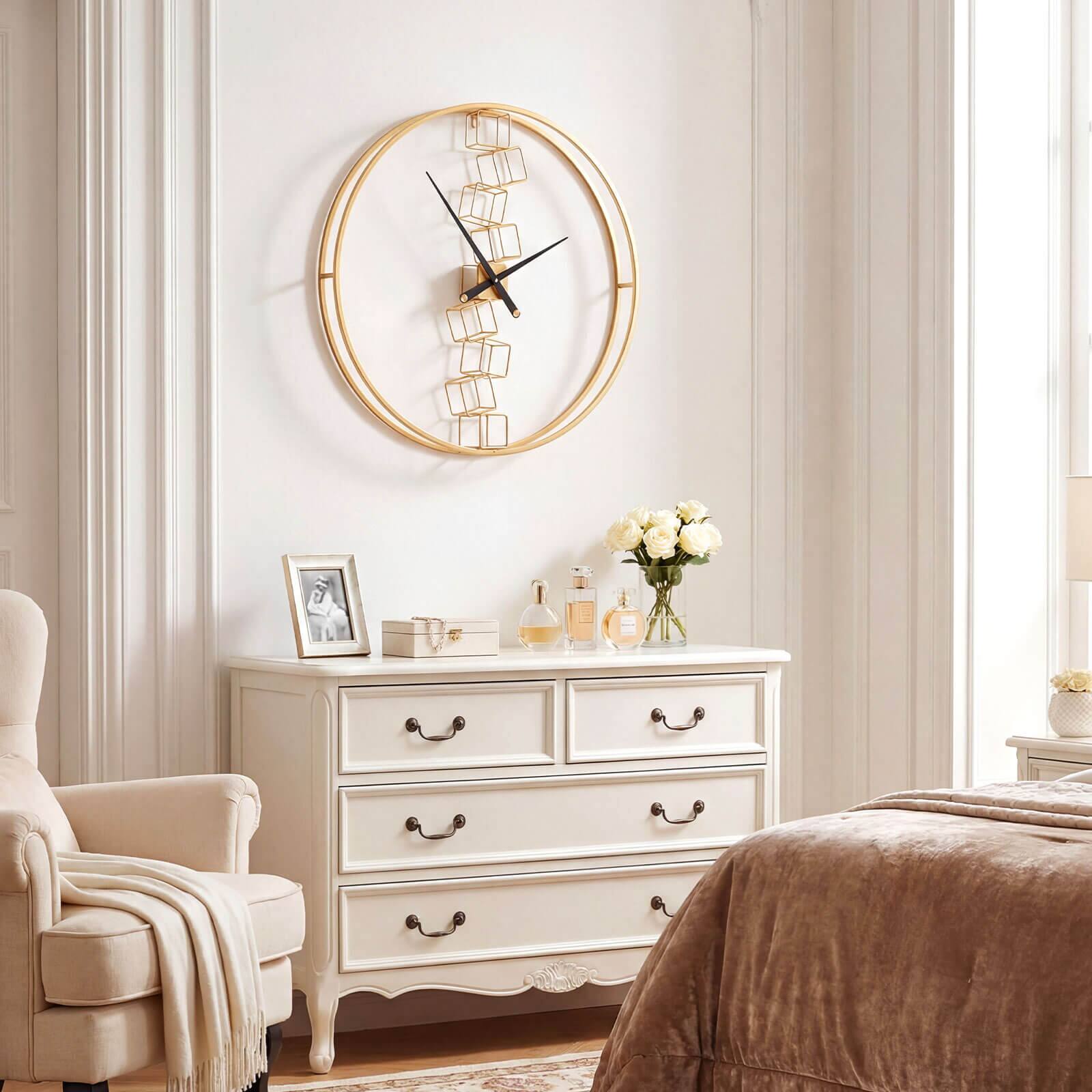 Alt View 4. Costway - Costway Large Wall Clock,27" Nordic Style Big Metal Clock, Non-Ticking Decorative Clock - Yellow.