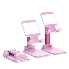 Home Collection - Adjustable Phone and Tablet Desktop Stand – Foldable Desk Holder Mount Cradle for Smartphones - Pink