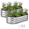 Front. VEVOR - 2 Pack Galvanized Raised Garden Beds, 4 x 2 x 1 ft, Oval Metal Planter Boxes Kit Outdoor, Bottomless Elevated Garden Box - Silver.
