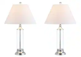 Jonathan Y - Astor 29" Glass LED Table Lamp, /Chrome (Set of 2) - Clear