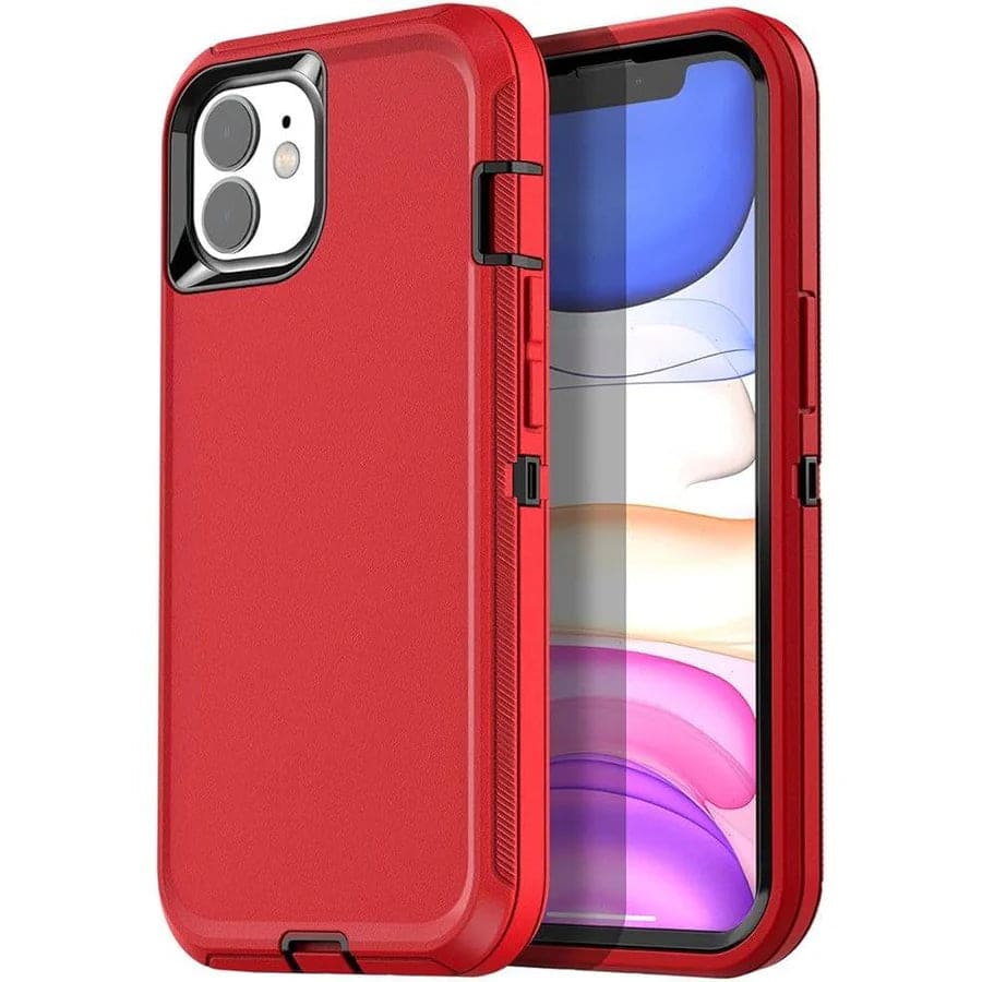 Front. Entronix - Entronix Heavy Duty iPhone 11 Case - Triple-Layer Protection for Ultimate Safety - Red.