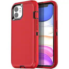 Entronix - Heavy Duty iPhone 11 Case - Triple-Layer Protection for Ultimate Safety - Red