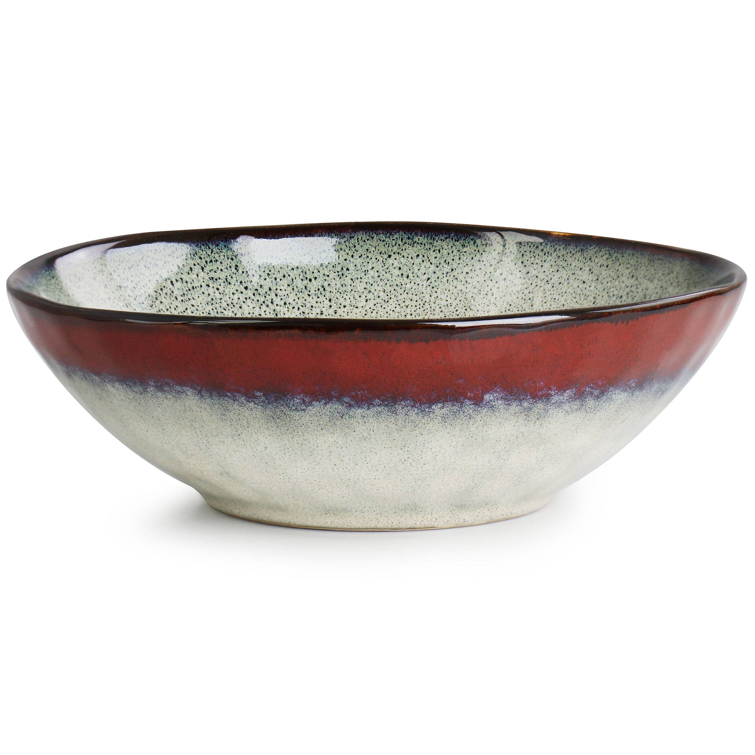 Alt View 3. Elama - Elama Samara 12 Piece Stoneware Dinnerware Set in Red and Off White - Red and Off White.