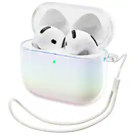 Ornarto - for AirPods 4 Case (2024), Drop-Resistant TPU with LED Visible Bling Cover for AirPods 4th Gen - Iridescent Clear