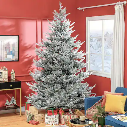 Front. Pefilos - 9ft Tall Artificial Christmas Tree with Realistic Branches and 1939 Tips and Steel Base - Green.