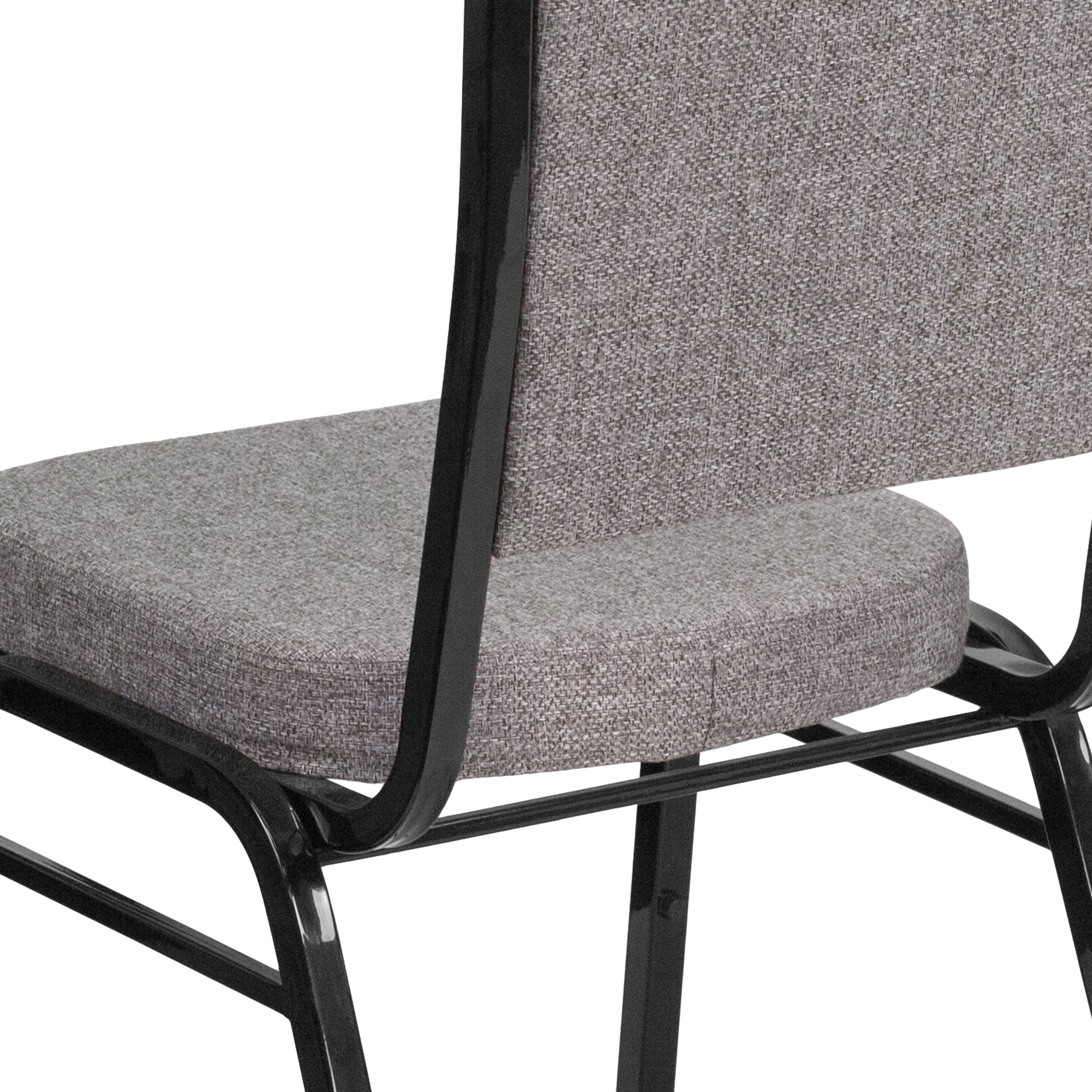 Alt View 10. Emma + Oliver - 4 Pack Crown Back Stacking Banquet Chair - Gray Fabric/Black Frame.