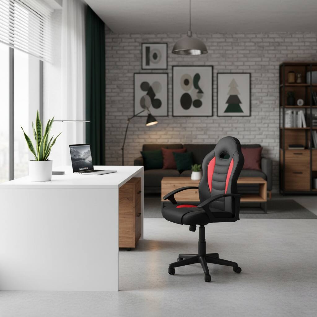 Alt View 6. Forest'nSky - Racer Gaming Chair, Student Task Chair with Wheels & Swivel for Gaming & Homework - Red.