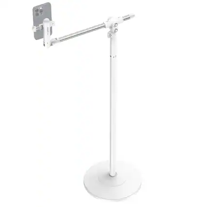 Front. Neewer - Basics Phone Floor Stand with Horizontal Arm, Adjustable, Weighted Base, ST009 - White.