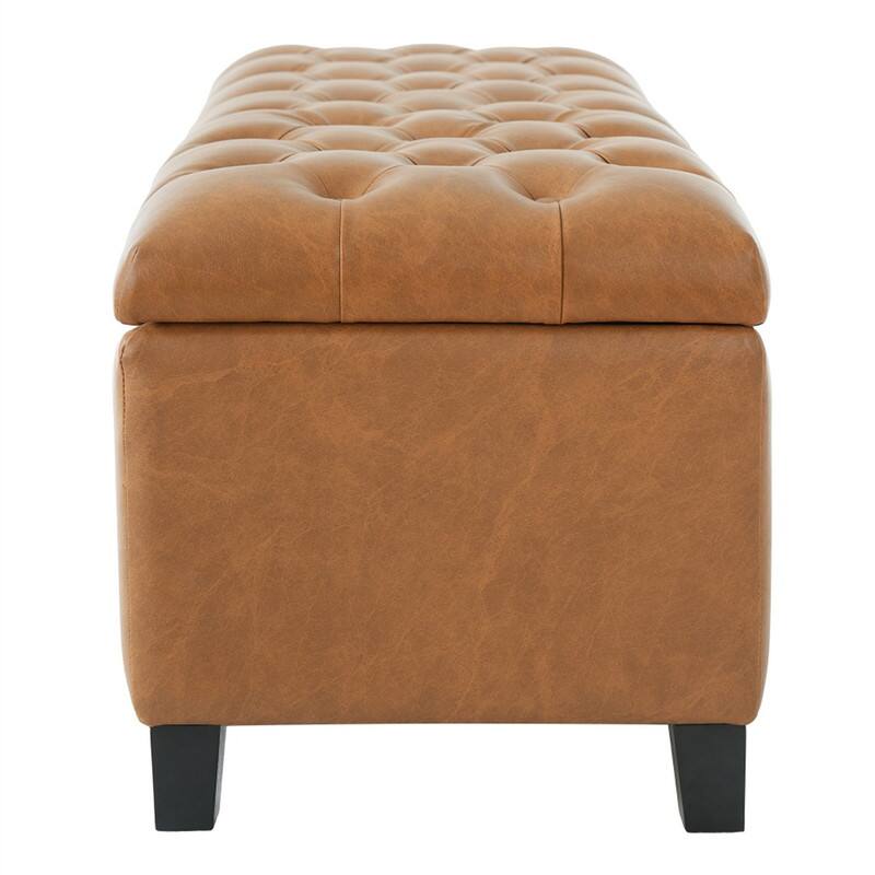 Alt View 7. HTUTWOO - Ottoman Bench with Storage - PU Surface, Rubber Wood Legs, 300 lbs Capacity, MDF/Pine/Plywood Construction - Brown.