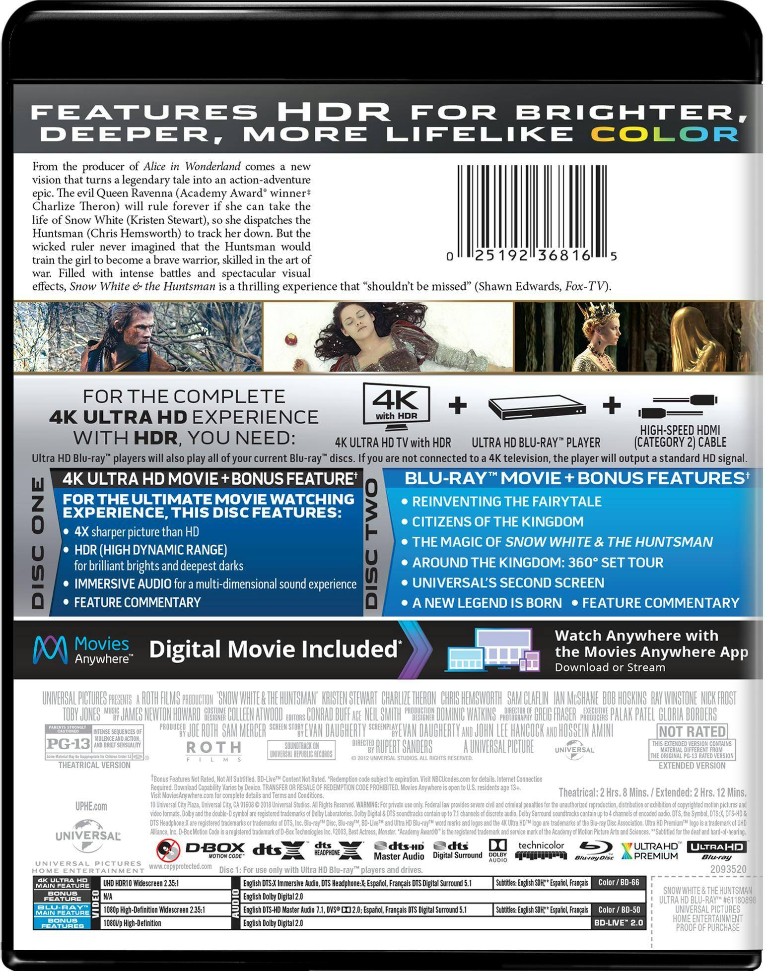 Back. Snow White and the Huntsman (4K Ultra HD) [UHD].