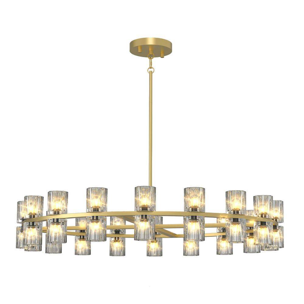 Back. Kadyn - 36 Inches Luxury Chandeliers Crystal Living Room Decorative Lights Simple Modern Dining Room LED Lighting, Gold - Gold.