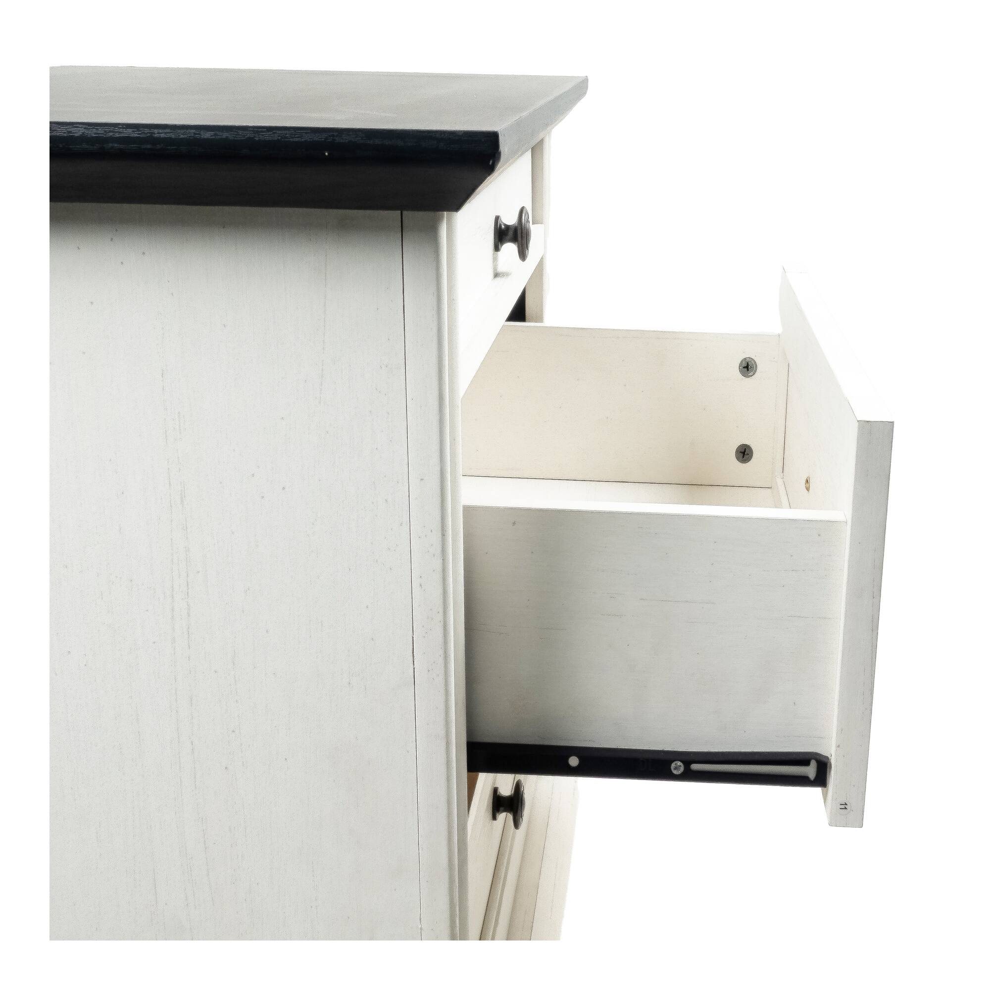 Alt View 2. Boyel Living - 3-Drawer Farmhouse Nightstand with Turned Wood Legs - White.