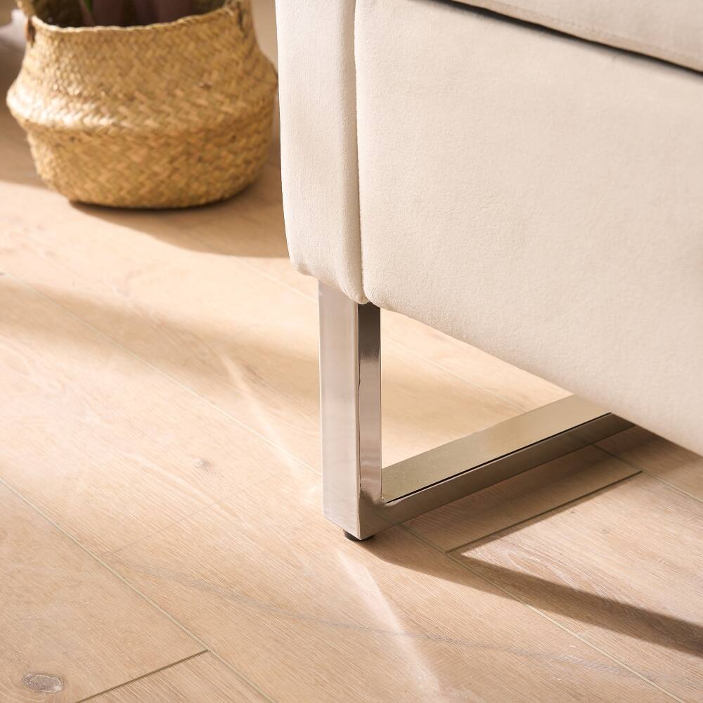 Alt View 3. Ropilly - Ropilly 68" Beige Velvet Storage Bench with Armrests, End of Bed Bedroom Bench, Entryway Shoe Bench with Hidden Storage - Beige.