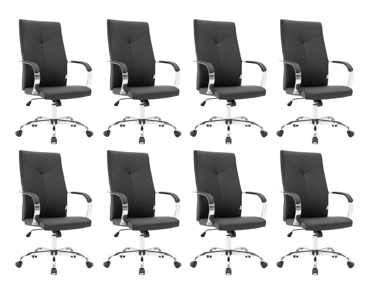 Front. LeisureMod - Set of 8 Sonora Modern Ergonomic High-Back Leather Task Office Chair with Swivel and Tilt for Home Office - Black.