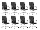 Front. LeisureMod - Set of 8 Sonora Modern Ergonomic High-Back Leather Task Office Chair with Swivel and Tilt for Home Office - Black.