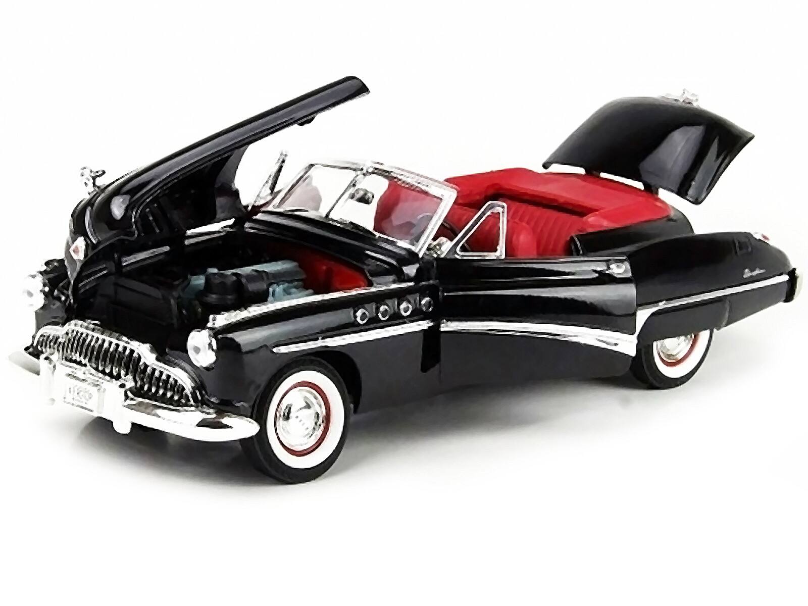 Alt View 2. Motormax - 1949 Buick Roadmaster Black with Red Interior 1/18 Diecast Model Car by Motormax.