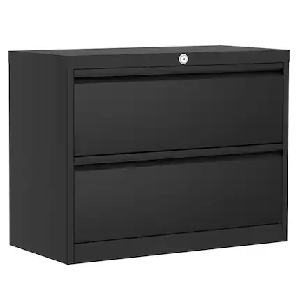 Front. Qeetex - 2-Drawer File Cabinet with Lock for Home Office - Black.