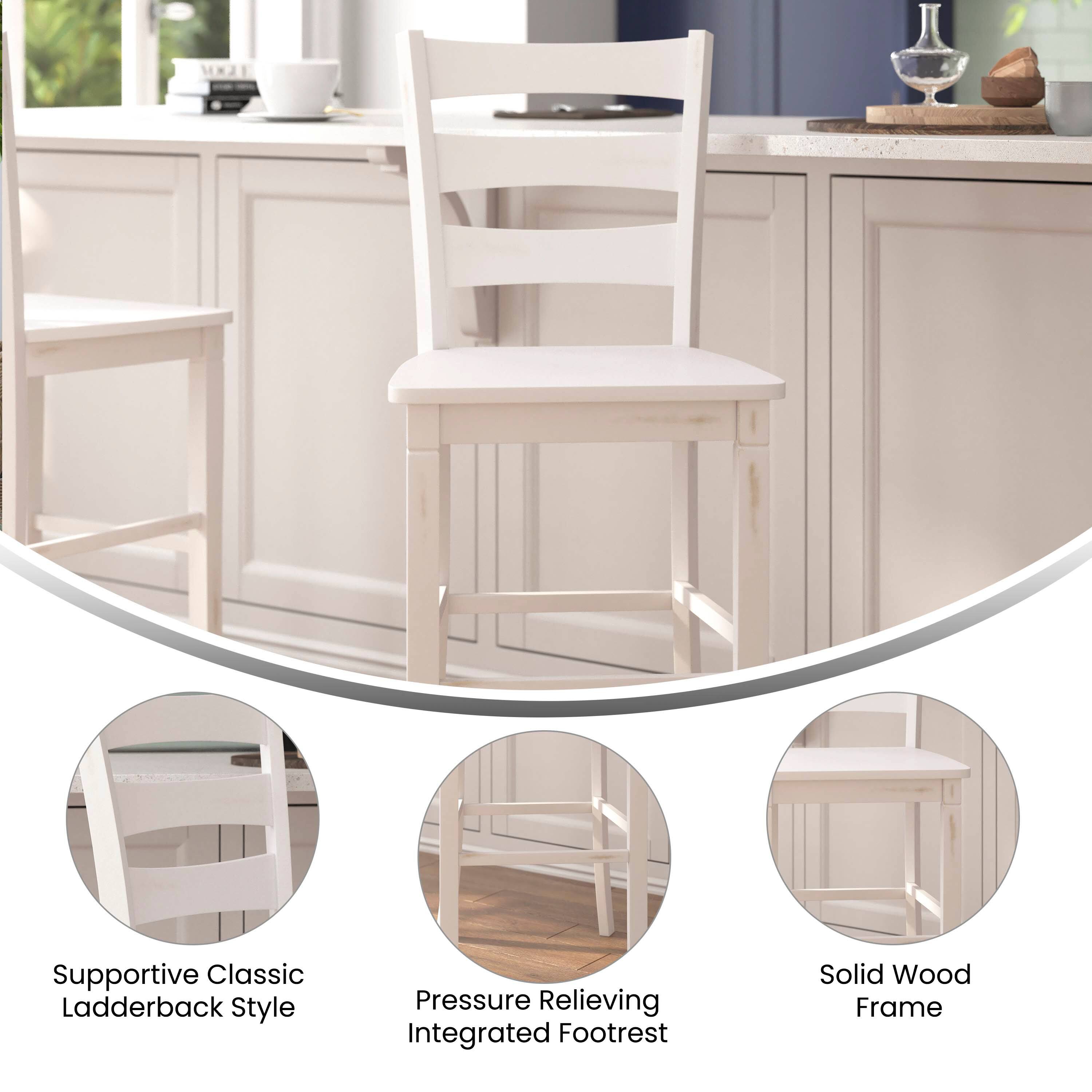Supportive Classic Ladderback Style  
Pressure Relieving Integrated Footrest  
Solid Wood Frame