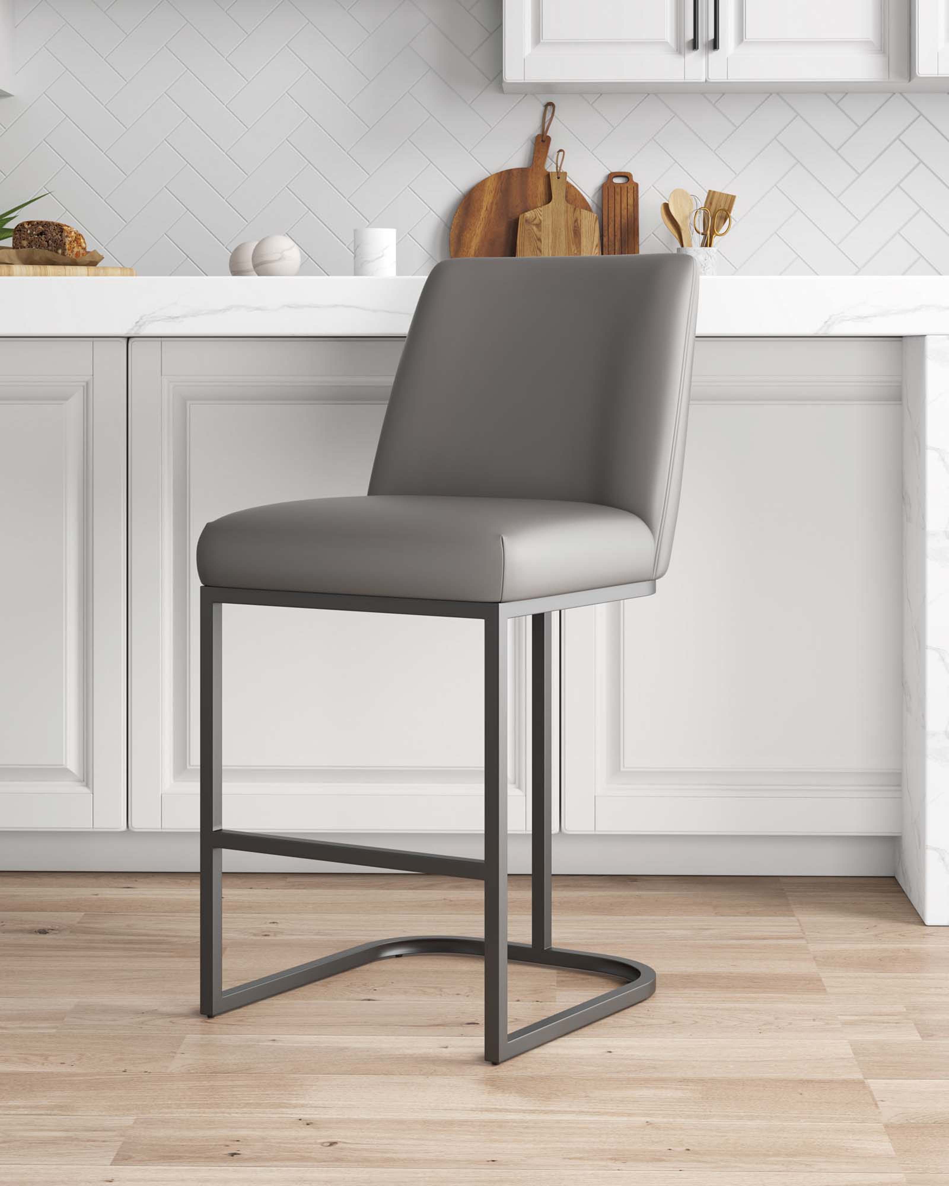 Angle. Manhattan Comfort - Serena Modern Metal Upholstered Counter Stool - Taupe.