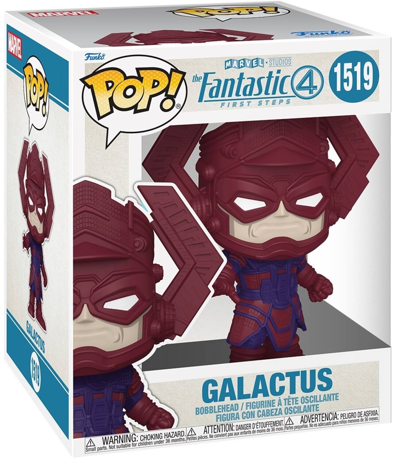 MARVEL STUDIOS, the Fantastic 4, 1519, POP!, FIRST STEPS, GALACTUS, BOBBLEHEAD / FIGURINE À TÊTE OSCILANTE, FIGURA CON CABEZA OSCILANTE, ADVERTENCIA: PELIGRO DE ASFIXIA menores de 36 meses, ATTENTION: DANGER D'OUTUFFEMENT de 36 mois, Parties enfants de moins de 36 mois, WARNING: CHOKING HAZARD, Small parts. Not suitable for children under 36 months, Petites pieces. Ne convient pas aux enfants de moins de 36 mois.
