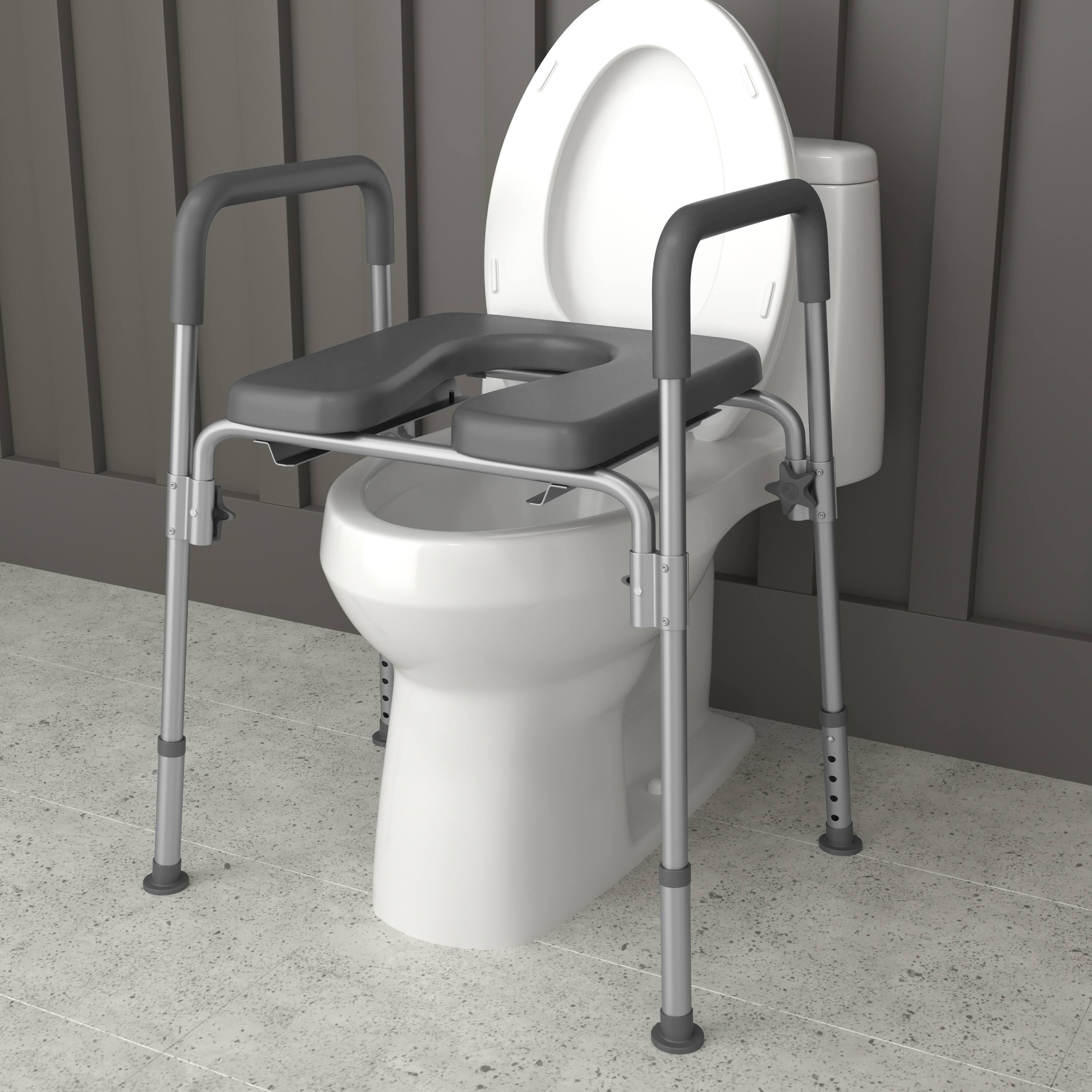 Alt View 3. Emma + Oliver - Height Adjustable Portable Heavy Duty Commode and Shower Chair - Gray.