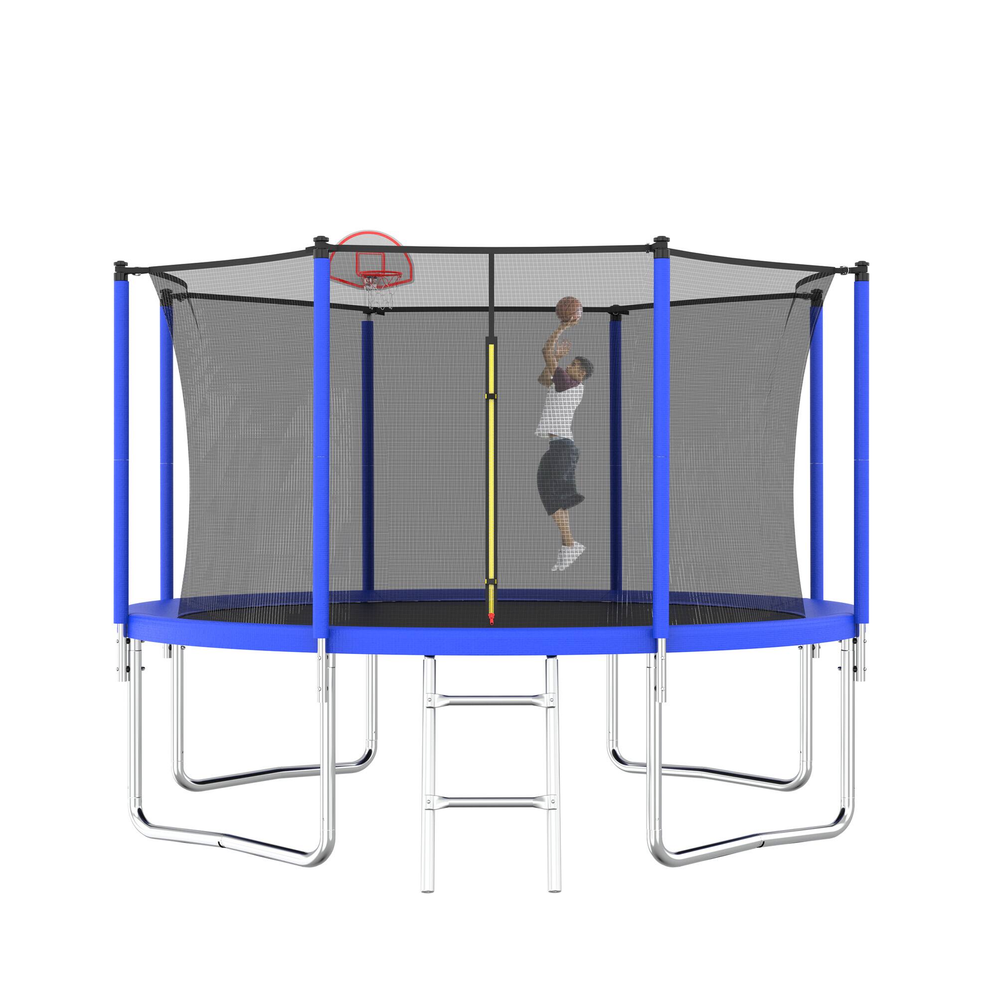 Alt View 1. Aukfa - 12FT Trampoline with Basketball Hoop - Safety Enclosure for Kids & Adults, Backyard Outdoor Recreation.