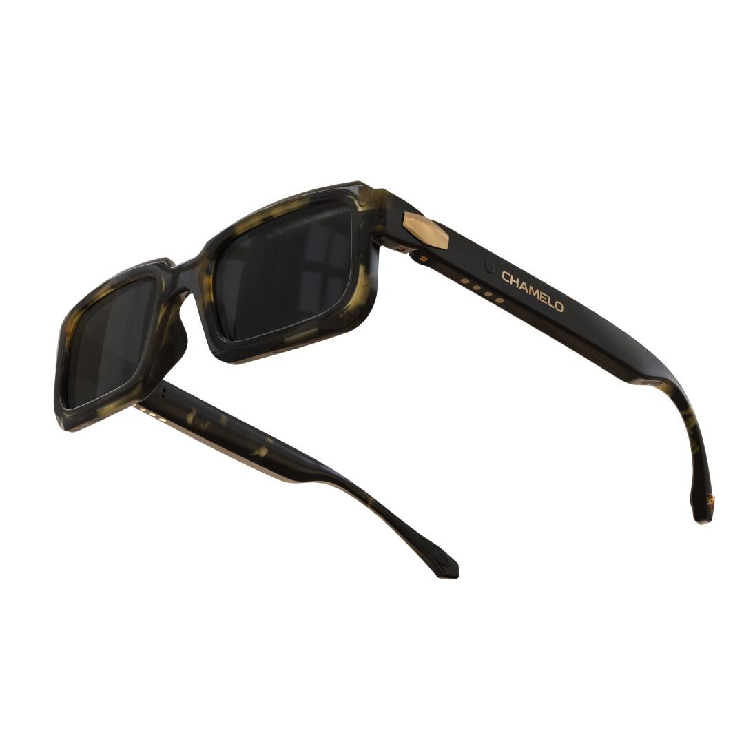 Angle. Chamelo - Infinity Audio Sunglasses with Instant Adjustable Tint - Tortoise.