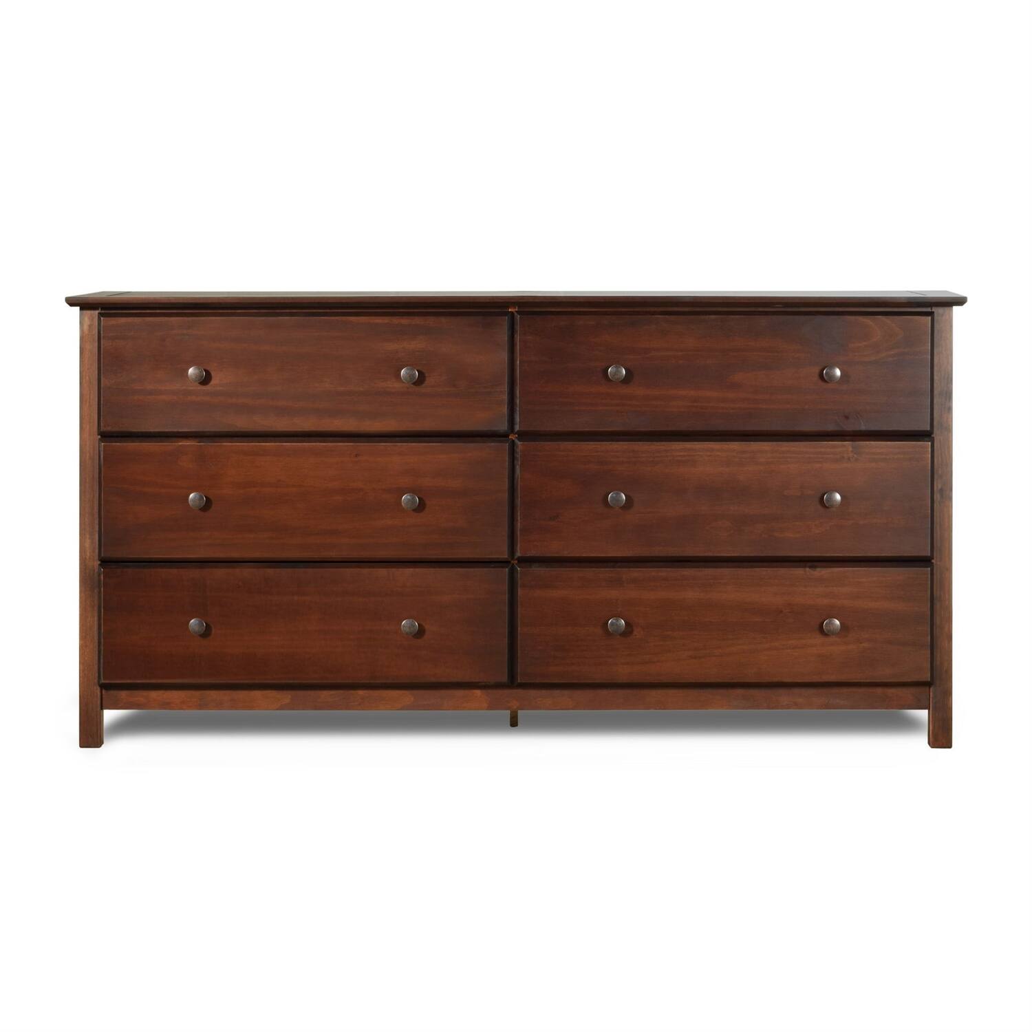 Angle. Hivvago - Hivvago Farmhouse Solid Pine Wood 6 Drawer Dresser - Brown.