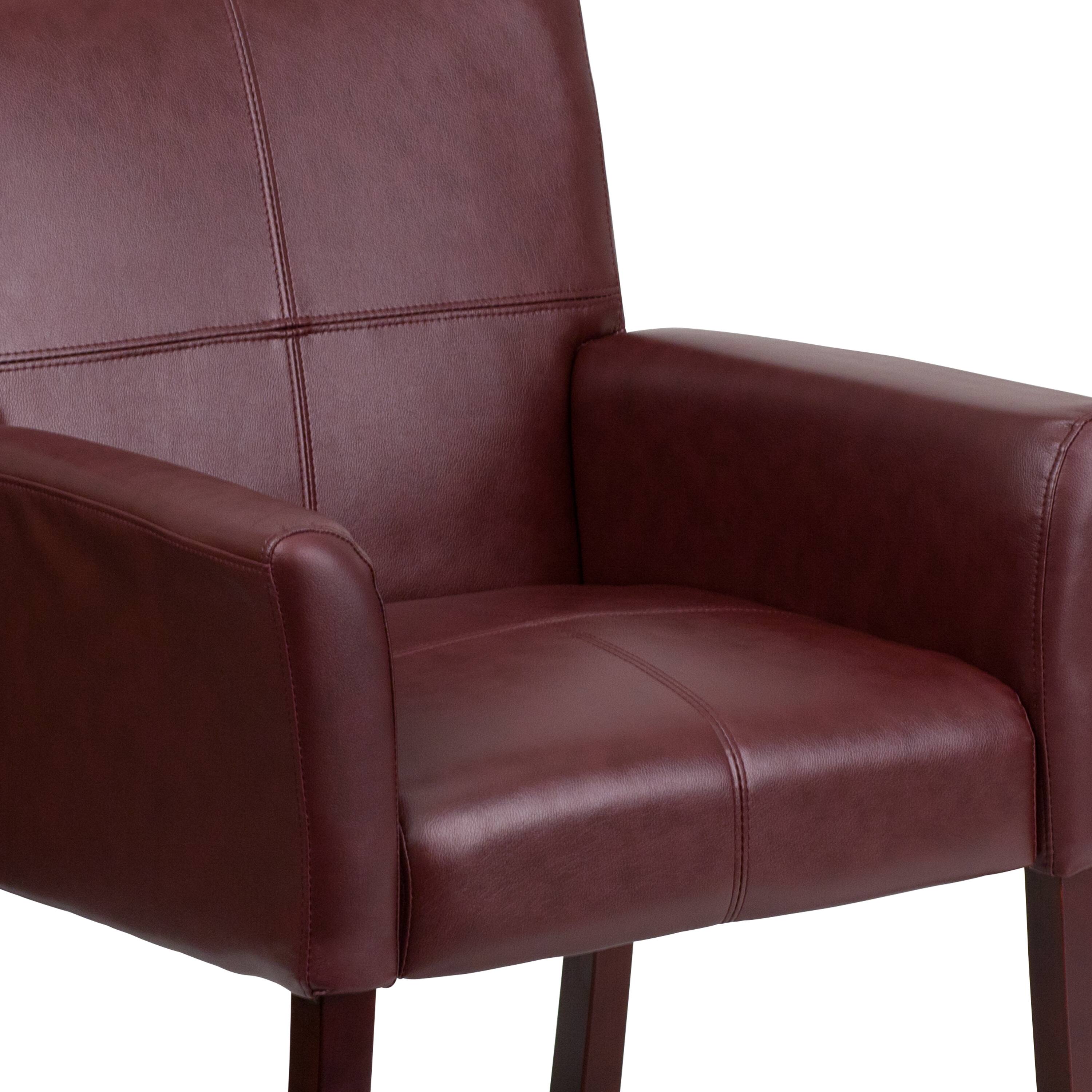 Alt View 9. Emma + Oliver - Faux Leather Executive Side Reception Chair with Mahogany Legs - Burgundy.