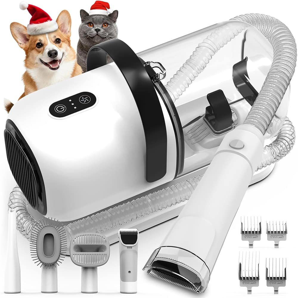 THIRSTY TURTLE - "Dog Grooming Vacuum All-in-One Kit with Hair Clipper, Shedding Brush, and Low-Noise 12,000Pa Hair Remover"