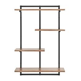 Danya B - Rhodes 4 Tier Windowsill Wall Shelf - Black Metal Frame and Light Walnut MDF Shelves - Black, Light Walnut