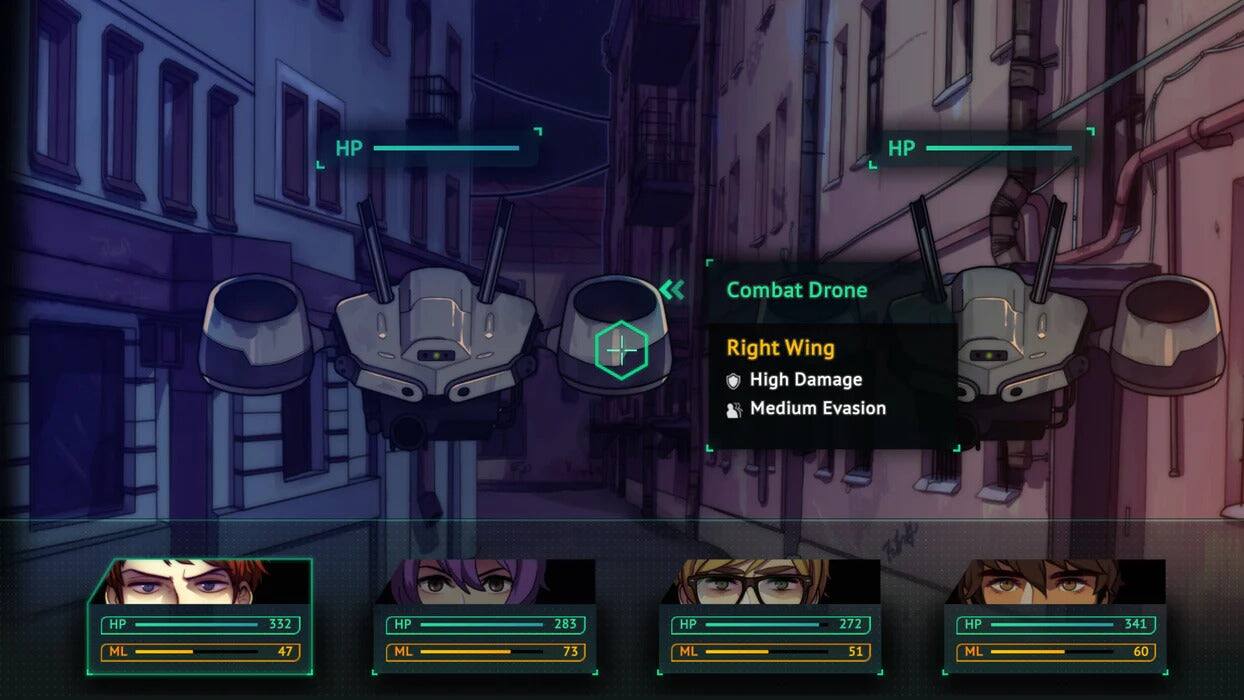 HP Combat Drone + Right Wing High Damage Medium Evasion  
HP 332 HP 283 HP 272 HP 341  
ML 47 ML 73 ML 51 ML 60