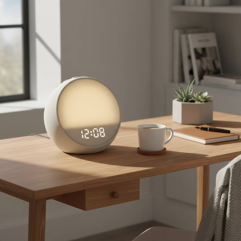 Back. Dazzed Corner - Sunrise Alarm Clock with Wake-Up Light & White Noise, Compact, Putty - Putty.