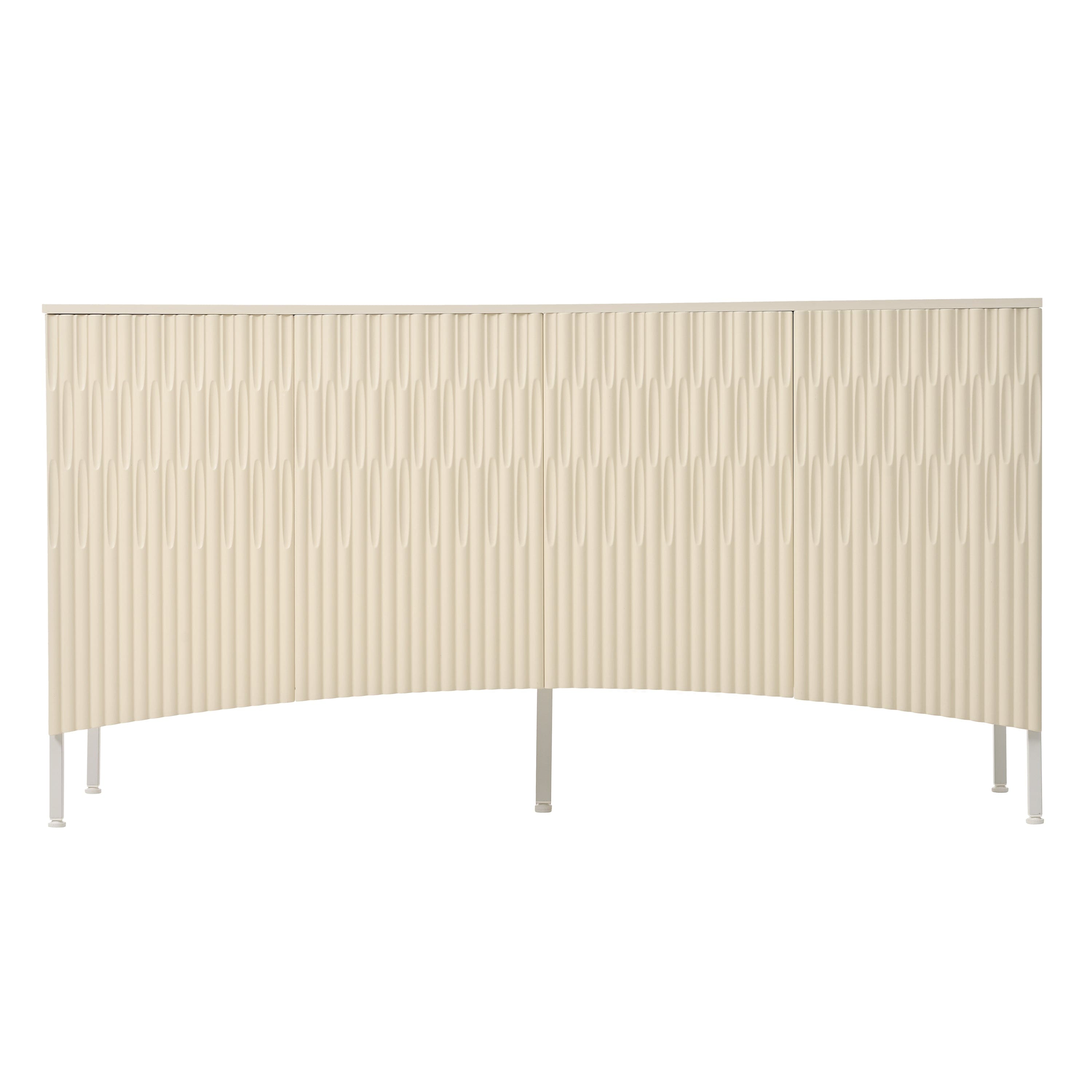 Boyel Living - Elegant 4-Door Sideboard with Curved Doors and Metal Legs - Beige