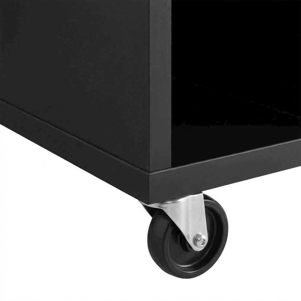 Alt View 1. FurniFact - Wooden record player stand with vinyl storage and sleek design - Black.