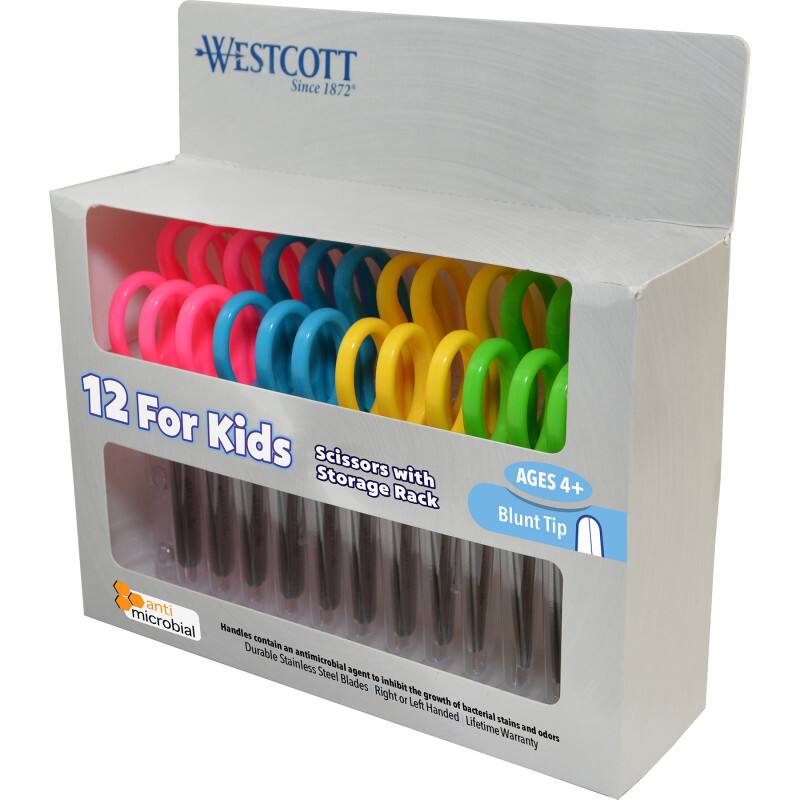 "Westcott - Kids Blunt 5"" Scissors with Storage Rack, Anti-Microbial Protection, Assorted Colors, Set of 12" price history on PriceWatchPro