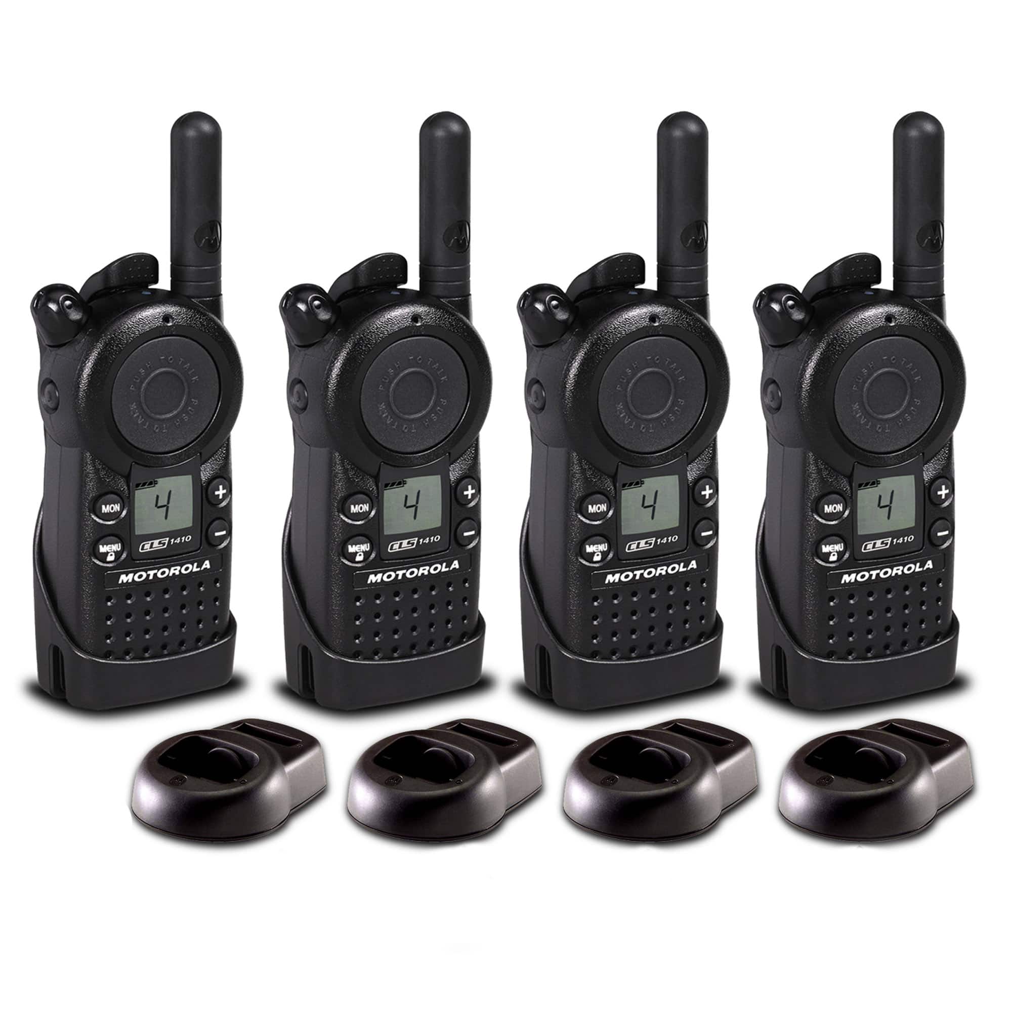 Motorola Solutions - 4 x Motorola CLS1410 UHF 1 W 4-Channel 2-Way Radio (CLS1410) - 4 Pack Bundle - Black