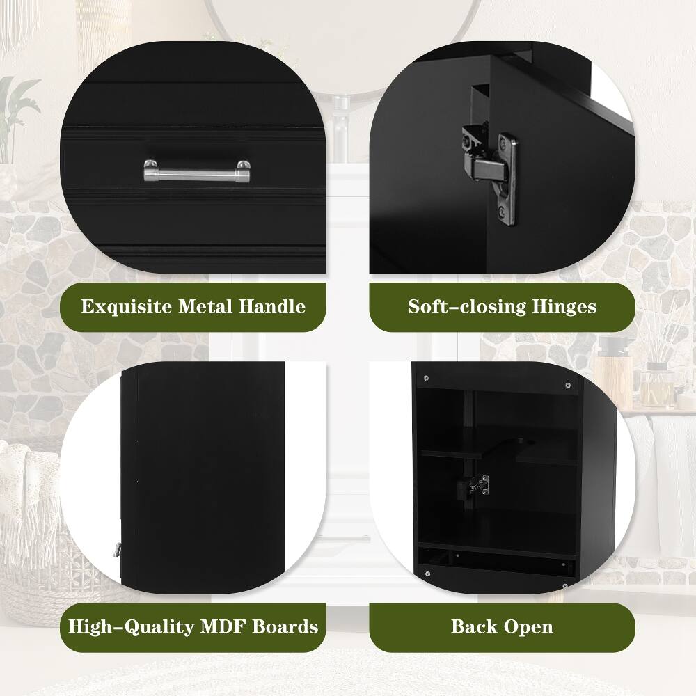 Exquisite Metal Handle  
Soft-closing Hinges  
High-Quality MDF Boards  
Back Open
