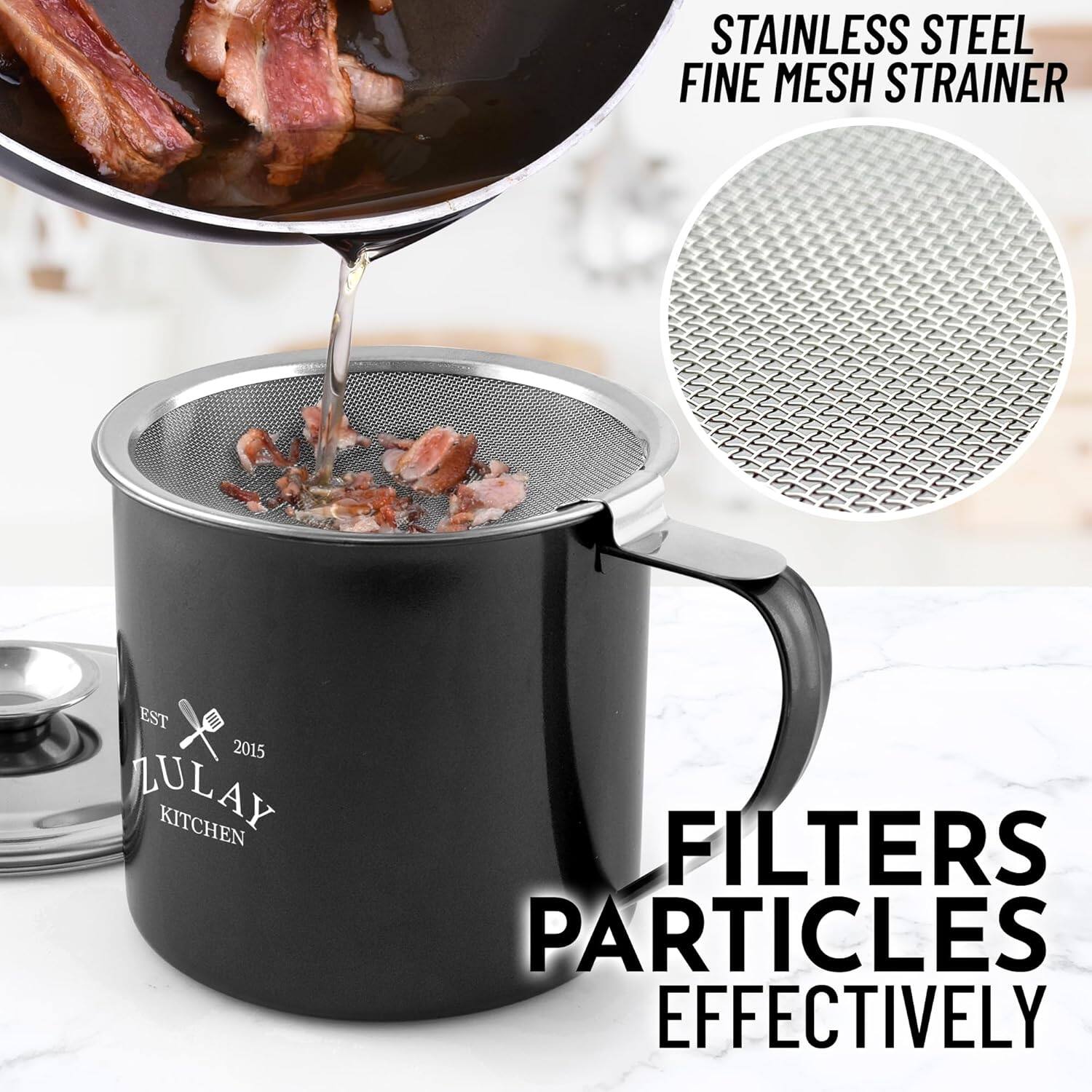 STAINLESS STEEL FINE MESH STRAINER

EST 2015 JULAY KITCHEN

FILTERS PARTICLES EFFECTIVELY