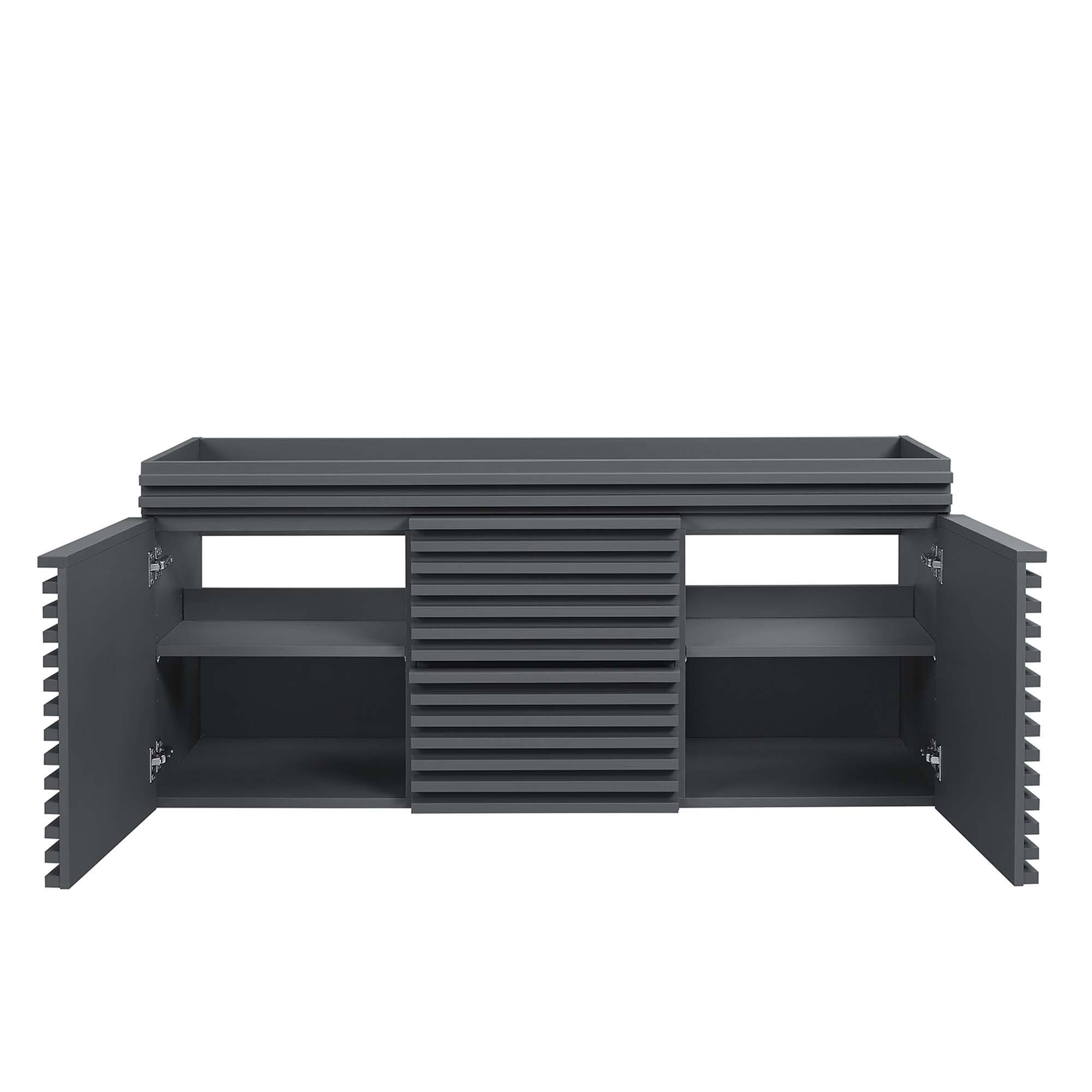 Alt View 4. Modway - Render 48" Wall-Mount Bathroom Cabinet Basin Not Included by Modway - Gray.