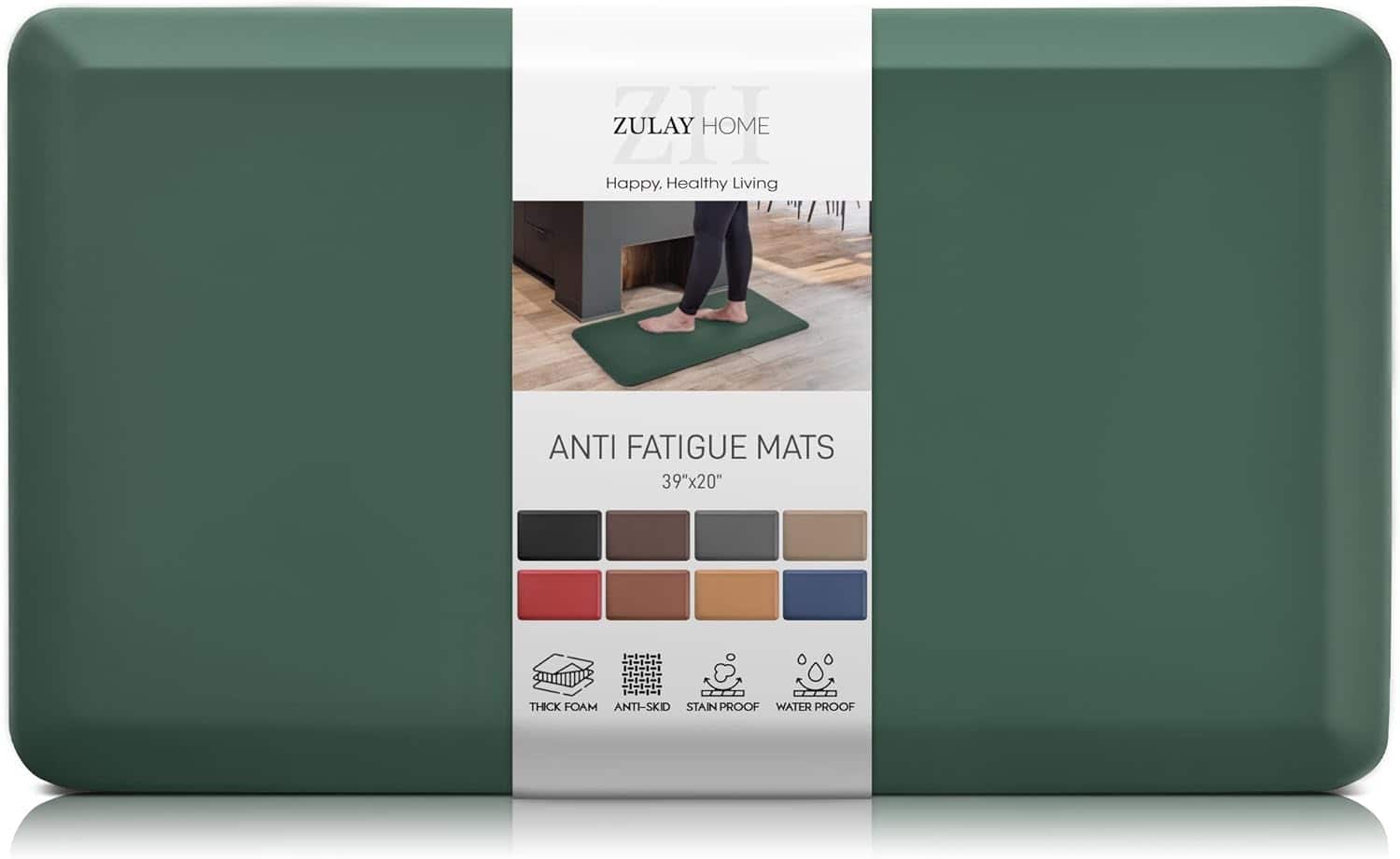 Zulay Kitchen - Zulay Home Large 20 x 39 Inch Anti Fatigue Floor Mat - 3/4 Inch Thick Cushioned Kitchen Mats for Standing - Green