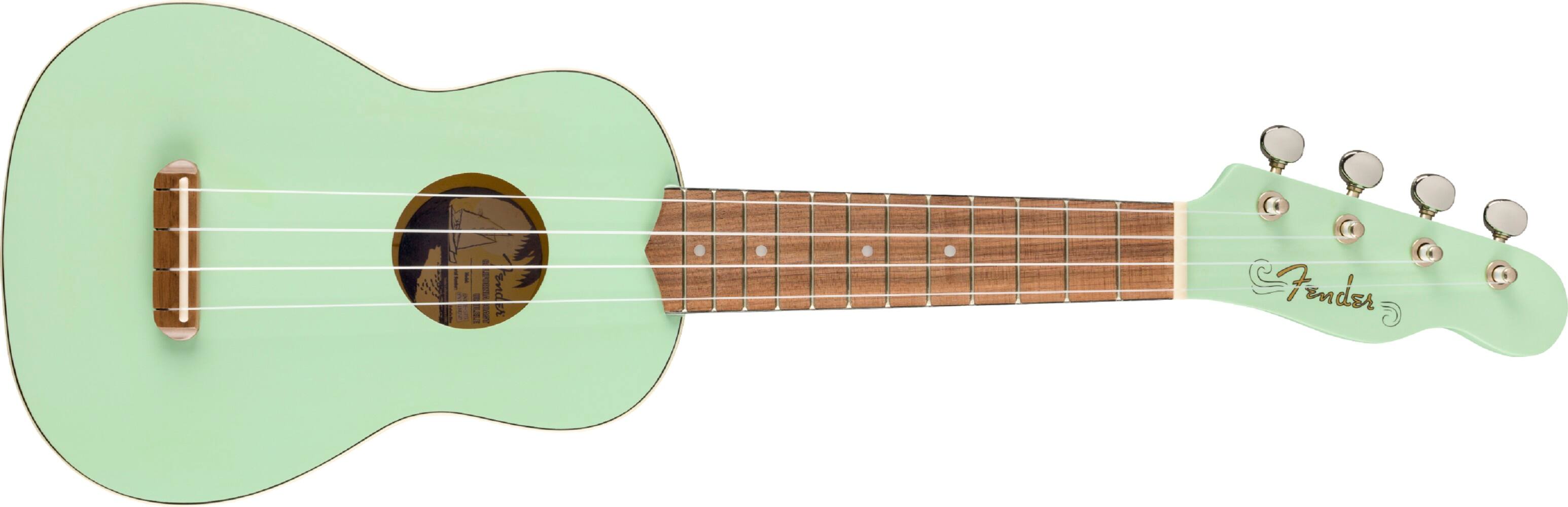 Front. Fender - Venice Soprano 4-String Ukulele - Surf Green.