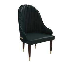 LeisureMod - Elara Modern Vegan Leather Dining Chair with Rubberwood Frame - Green