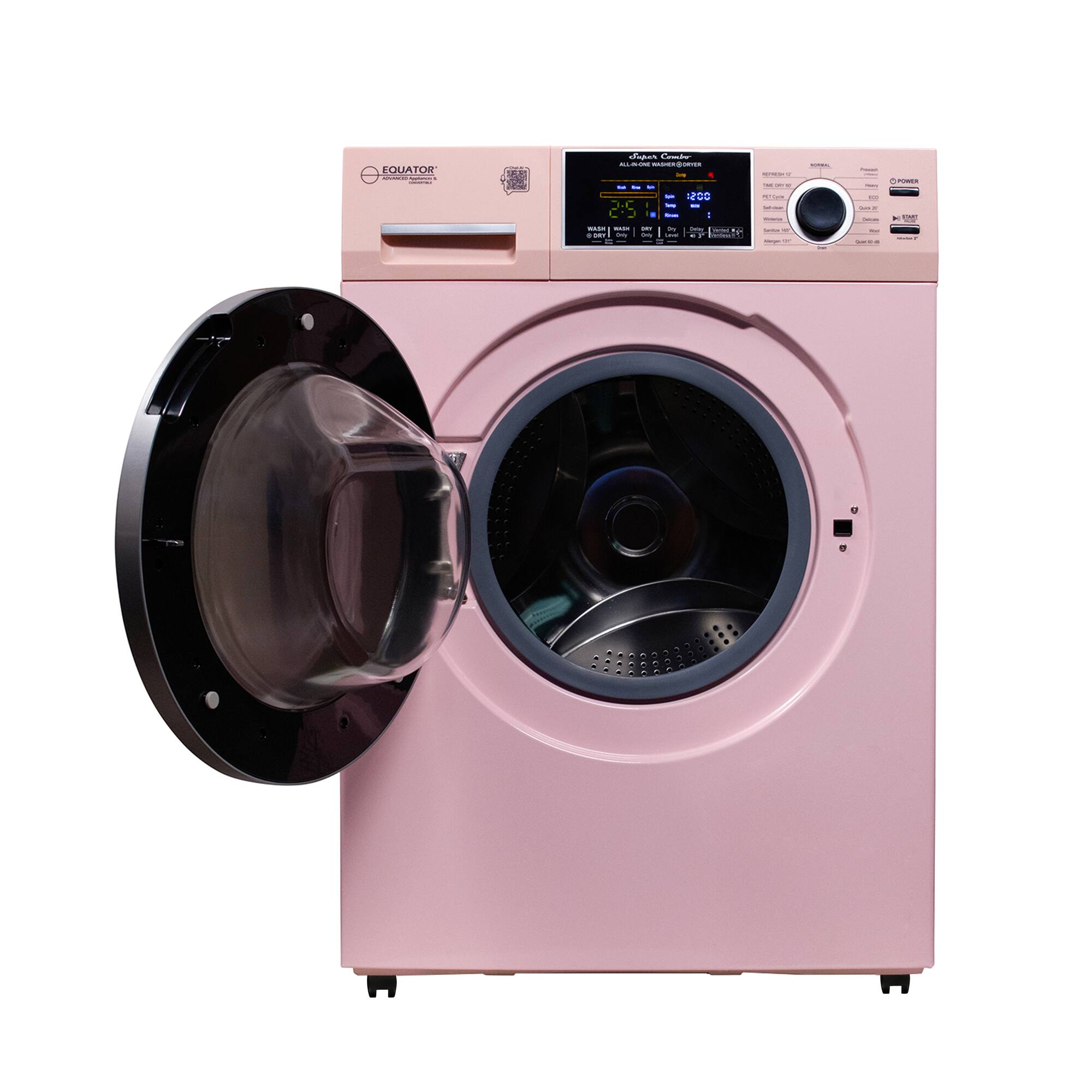 EQUATOR

EQUATOR
All in One
Washing Machine

2:51
1200
2:51
1200

Wash
Rinse
Spin
Dry

Power
Program
Start/Stop

EQUATOR