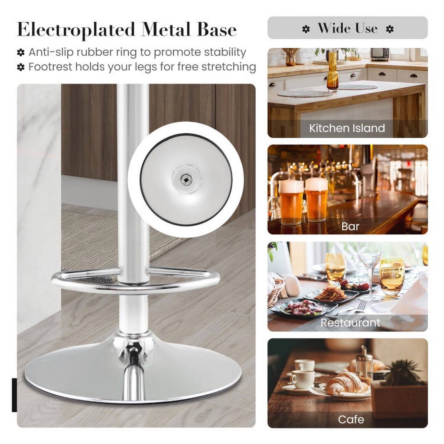 Electroplated Metal Base  
* Anti-slip rubber ring to promote stability  
* Footrest holds your legs for free stretching  

**Wide Use**  
- Kitchen Island  
- Bar  
- Restaurant  
- Cafe