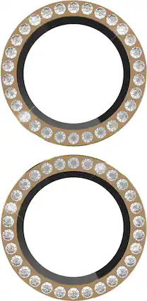 Angle. kate spade new york - Aluminum Ring Lens Protector for Apple iPhone 16 and 16 Plus - Set in Stone Gold.