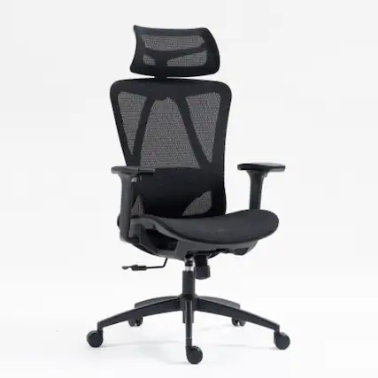 Front. HTUTWOO - Ergonomic Mesh Office Chair with Adjustable Headrest & Lumbar Support -High Back Breathable Gaming Chair for Home Office - Black.