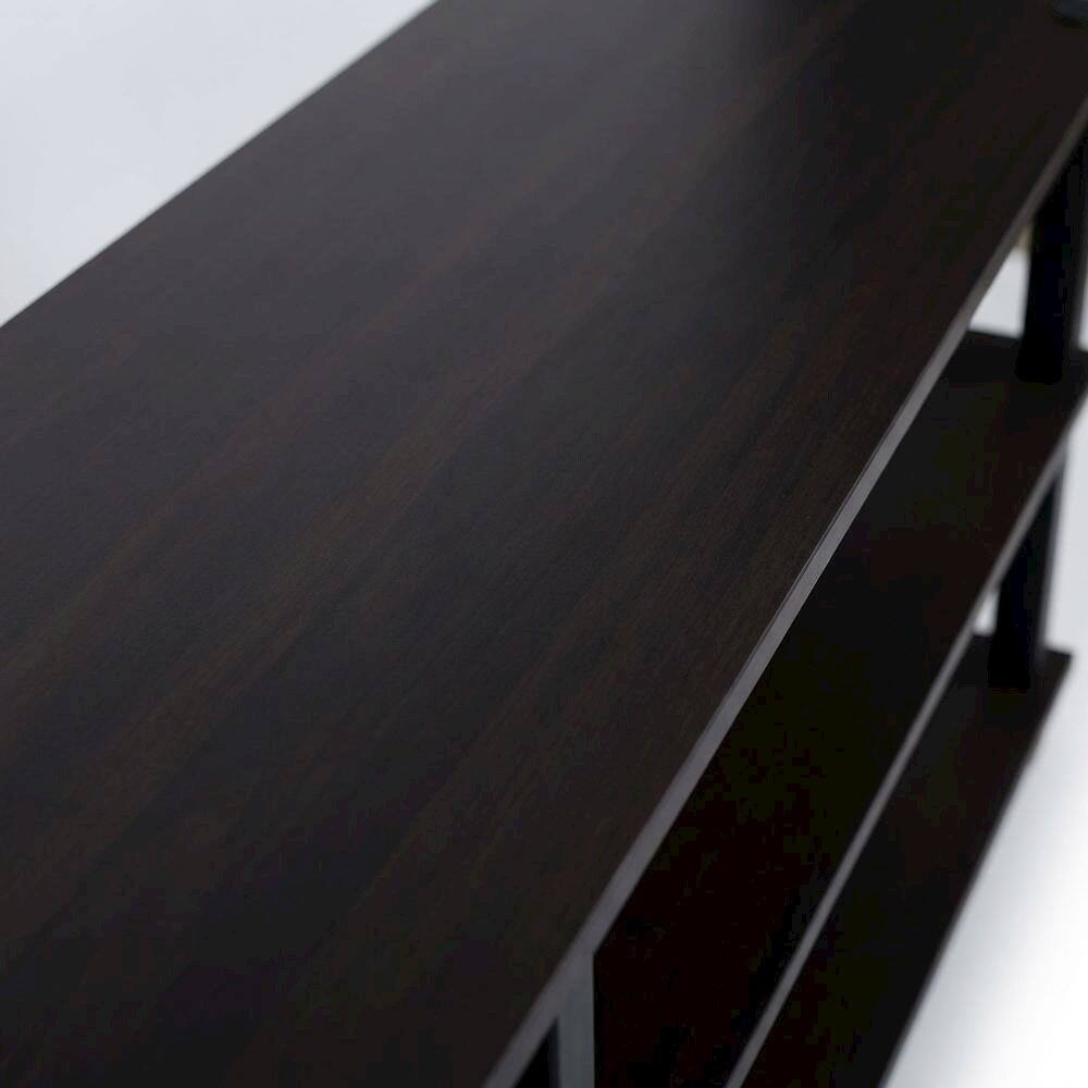 Alt View 4. FurniFact - Dark Cherry/Black TV Stand with 3 Tiers and Engineered Wood Storage - Brown Black.