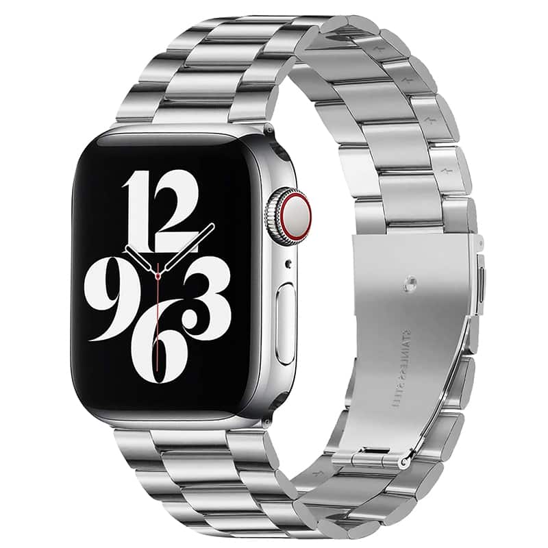 StrapsCo - Flat-Link Everyday Bracelet Stainless Steel Watch Band Strap For Apple Watch - 40mm/41mm/42mm - Silver