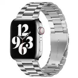 StrapsCo - Flat-Link Everyday Bracelet Stainless Steel Watch Band Strap For Apple Watch - 40mm/41mm/42mm - Silver